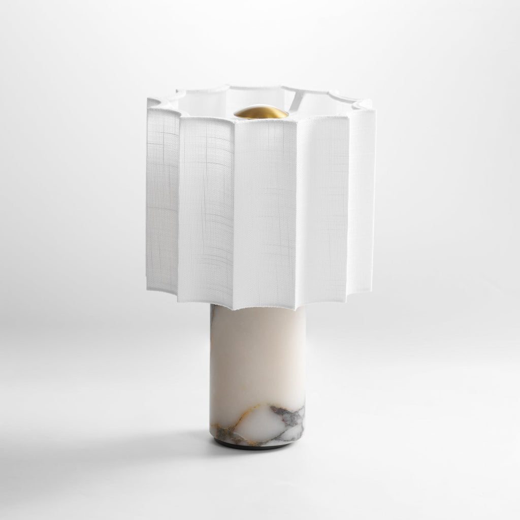 Veira Pleated Shade Marble Rechargeable Lamp — product, finish and specification view 8