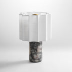 Veira Pleated Shade Marble Rechargeable Lamp — product, finish and specification view 10