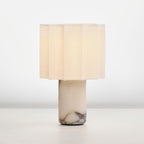 Veira Pleated Shade Marble Rechargeable Lamp — product, finish and specification view 11