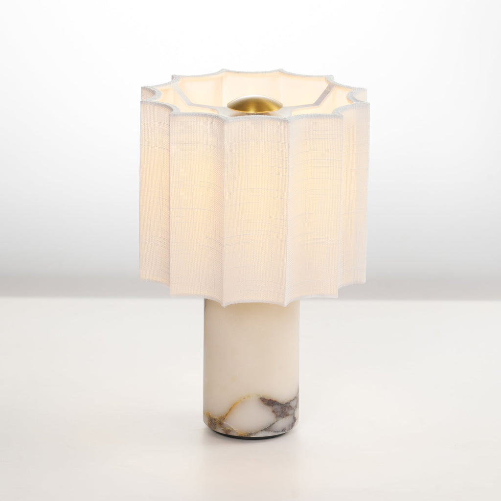 Veira Pleated Shade Marble Rechargeable Lamp — product, finish and specification view 12