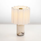 Veira Pleated Shade Marble Rechargeable Lamp — product, finish and specification view 12