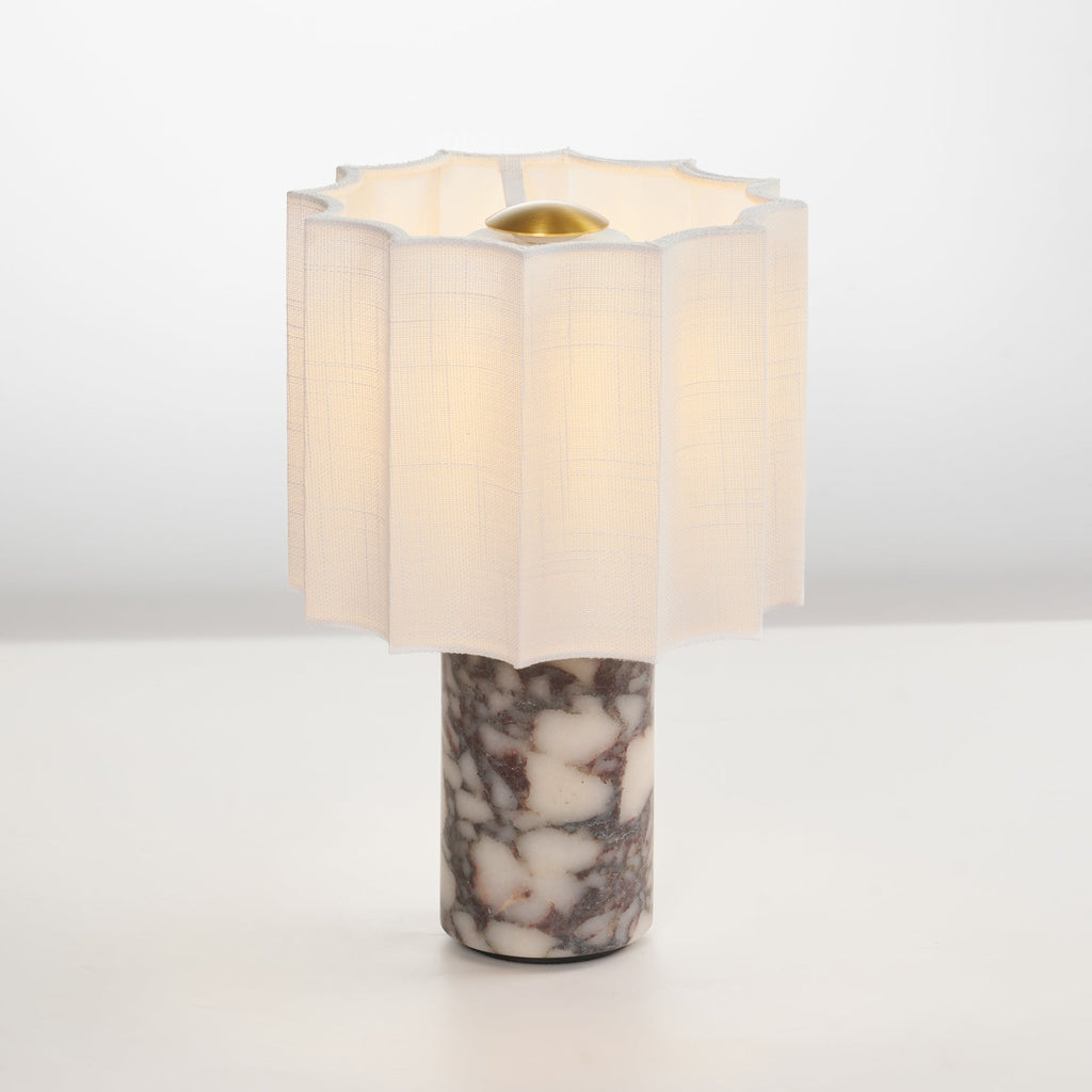 Veira Pleated Shade Marble Rechargeable Lamp — product, finish and specification view 13