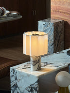 Veira Pleated Shade Marble Rechargeable Lamp — product, finish and specification view 16