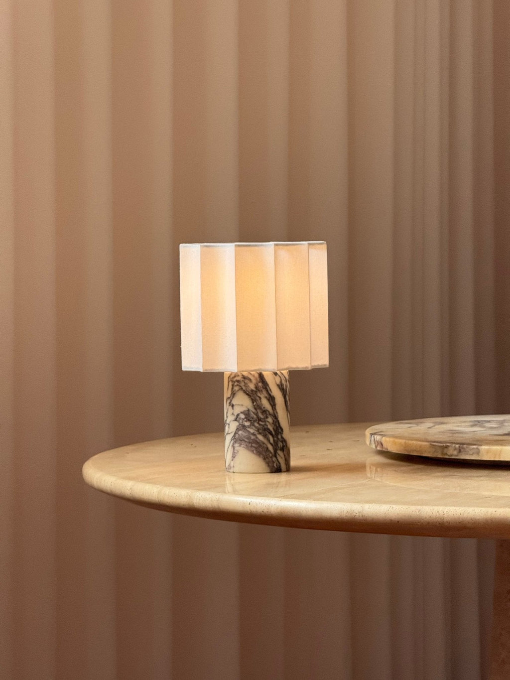 Veira Pleated Shade Marble Rechargeable Lamp — product, finish and specification view 25