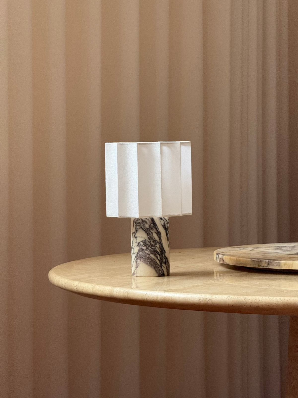 Veira Pleated Shade Marble Rechargeable Lamp — product, finish and specification view 26