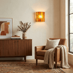 Veltra Faceted Glass Wall Sconce — finish, form and room detail 3