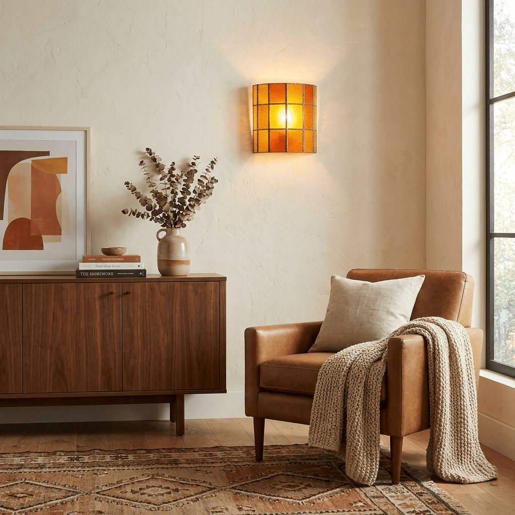 Veltra Faceted Glass Wall Sconce — finish, form and room detail 3
