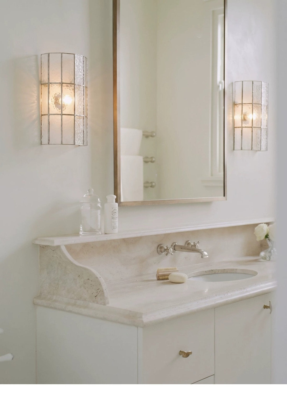 Veltra Faceted Glass Wall Sconce — finish, form and room detail 5