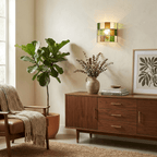 Veltra Faceted Glass Wall Sconce — finish, form and room detail 10