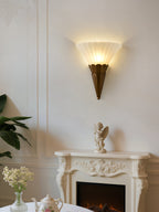 Virelle Layered Fan Glass Wall Sconce — finish, form and room detail 2