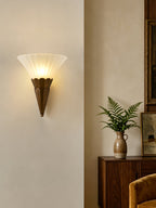 Virelle Layered Fan Glass Wall Sconce — finish, form and room detail 3
