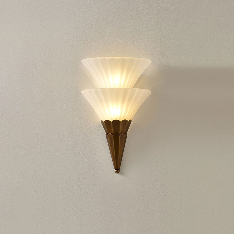 Virelle Layered Fan Glass Wall Sconce — finish, form and room detail 7