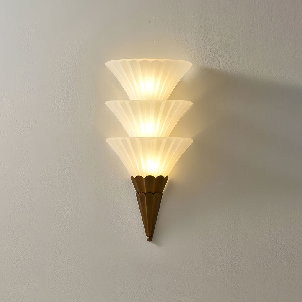 Virelle Layered Fan Glass Wall Sconce — finish, form and room detail 8