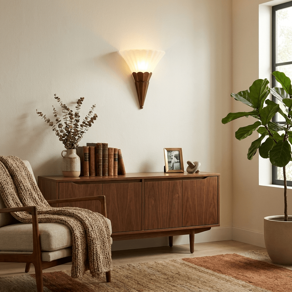 Virelle Layered Fan Glass Wall Sconce — finish, form and room detail 11