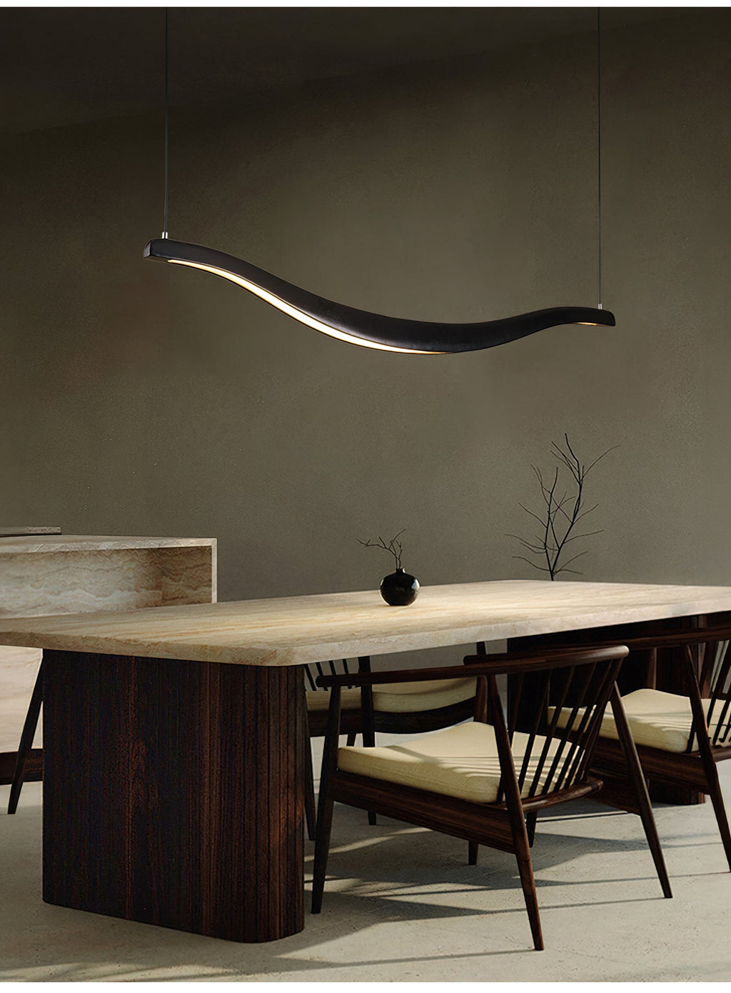 Waveform Curved Ash Wood LED Chandelier - product view 8