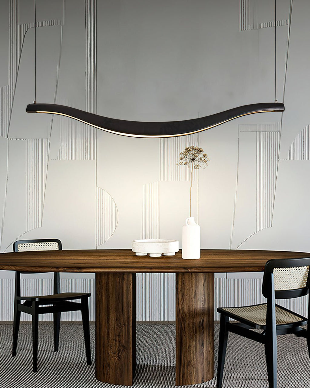 Waveform Curved Ash Wood LED Chandelier - product view 9
