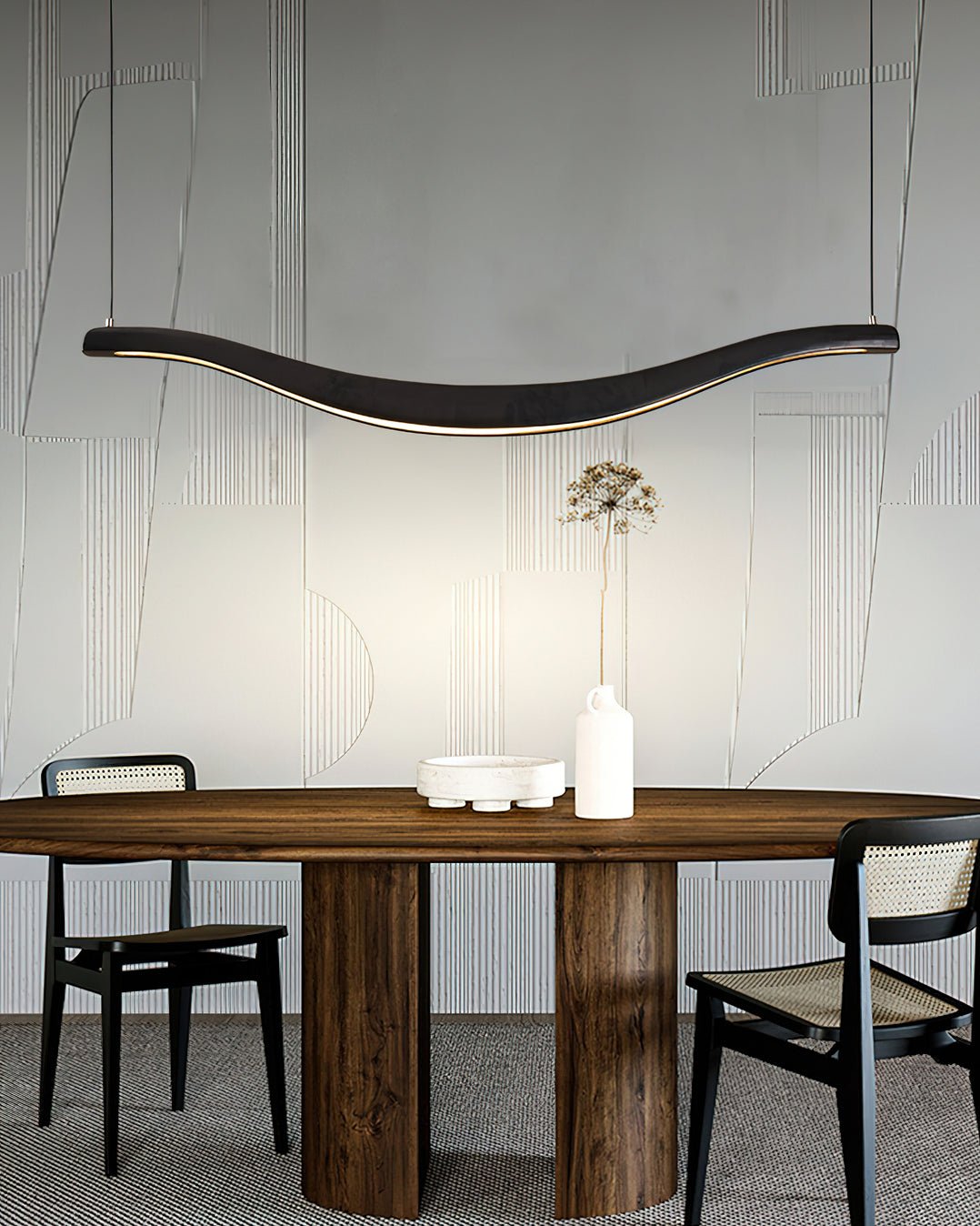 Waveform Curved Ash Wood LED Chandelier - product view 9