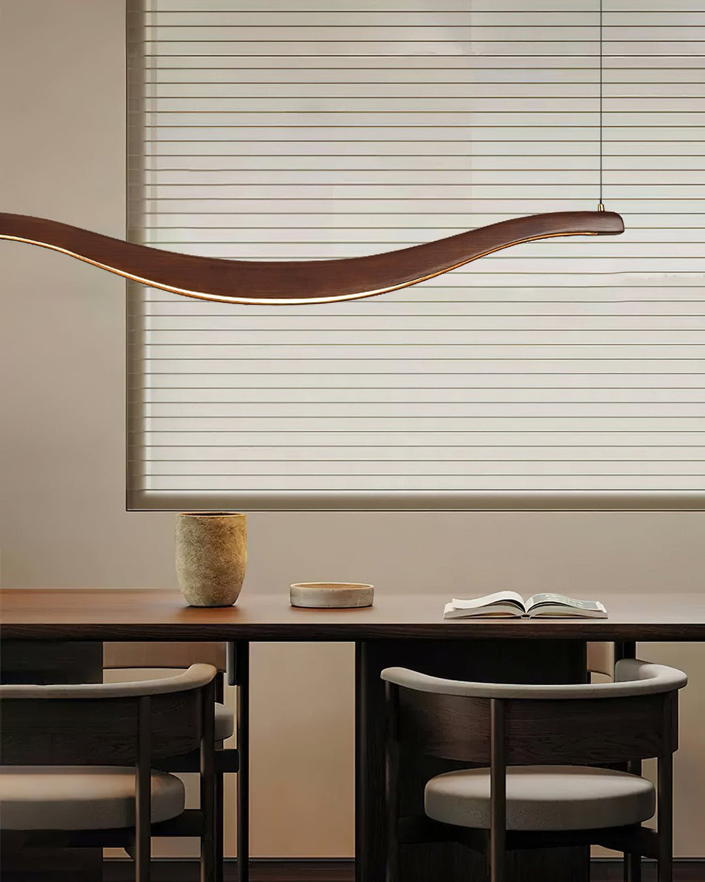 Waveform Curved Ash Wood LED Chandelier - product view 10