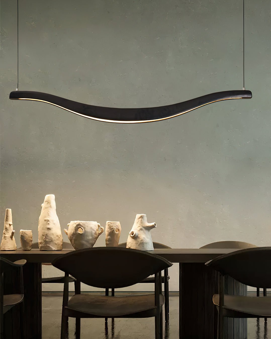 Waveform Curved Ash Wood LED Chandelier - product view 11