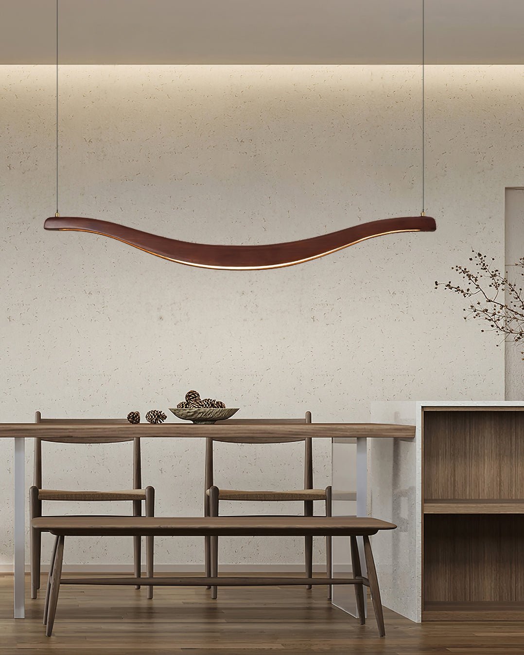 Waveform Curved Ash Wood LED Chandelier - product view 12