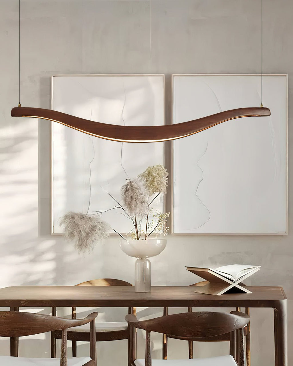 Waveform Curved Ash Wood LED Chandelier - product view 14