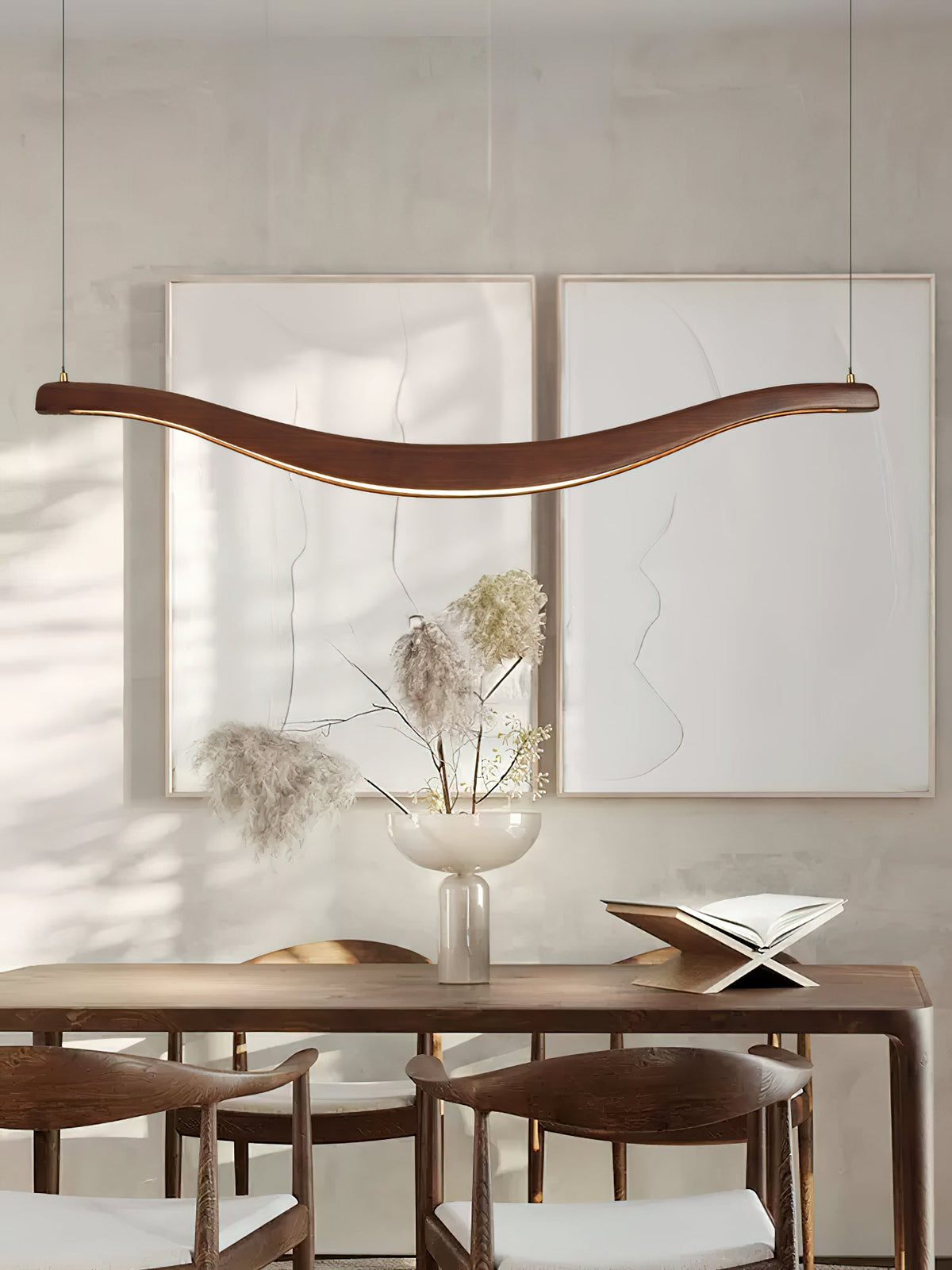 Waveform Curved Ash Wood LED Chandelier - product view 20