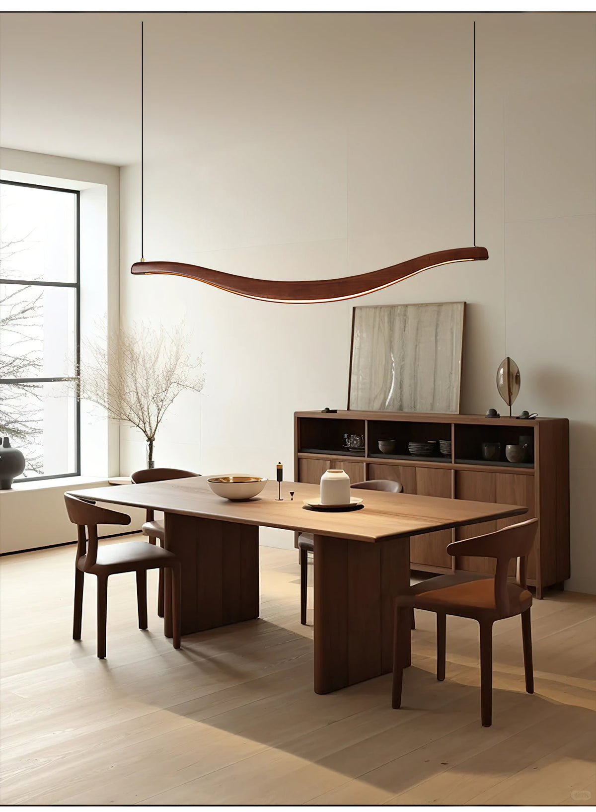 Waveform Curved Ash Wood LED Chandelier - product view 22