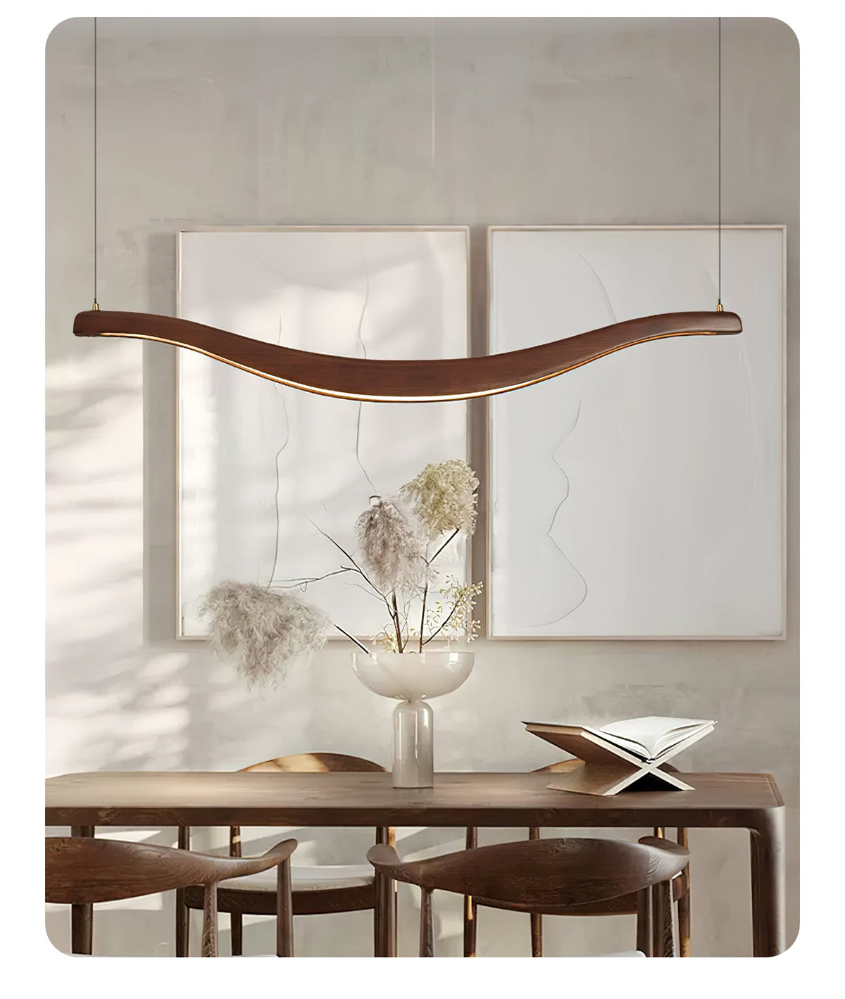 Waveform Curved Ash Wood LED Chandelier - product view 23