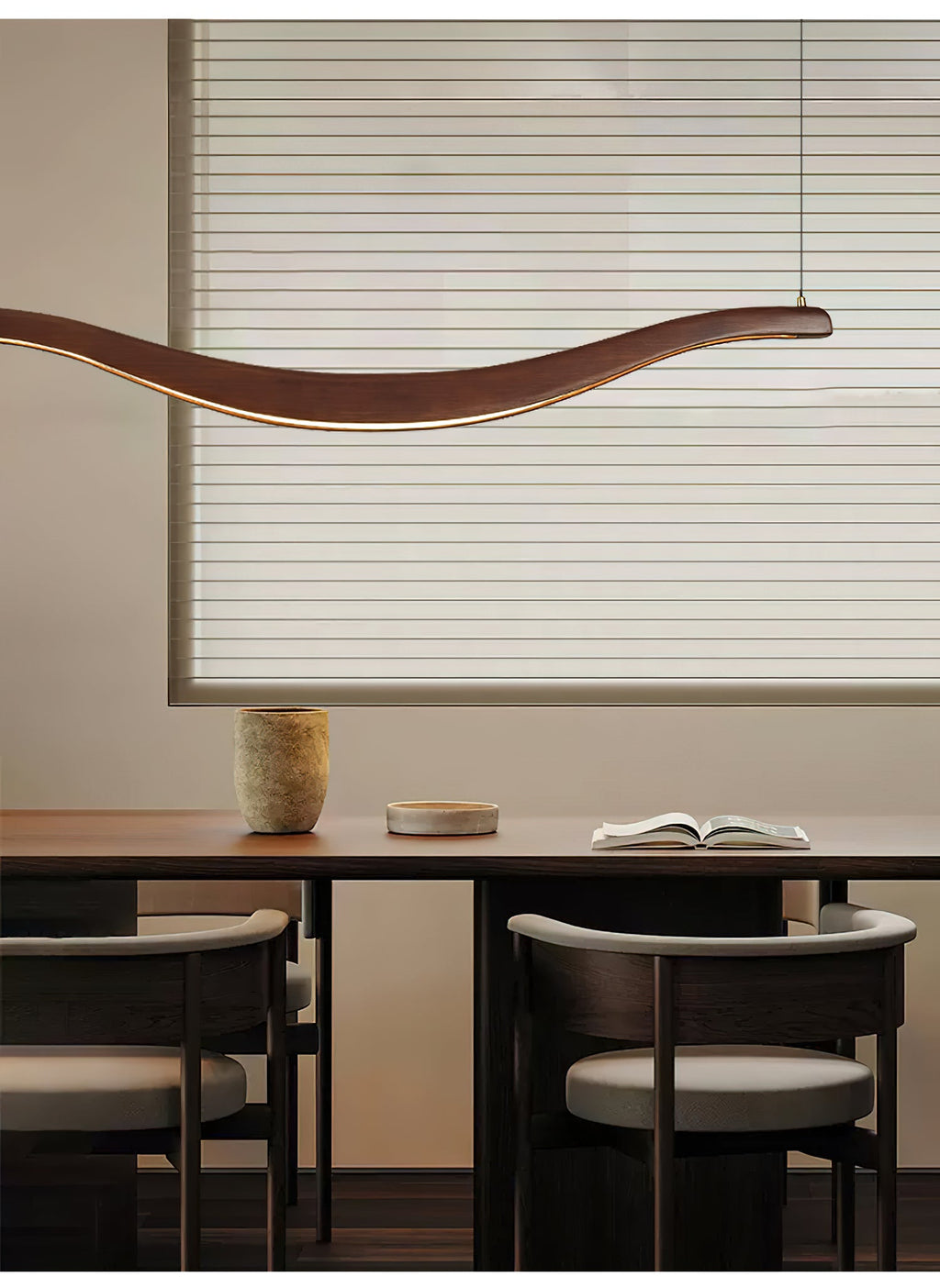 Waveform Curved Ash Wood LED Chandelier - product view 24