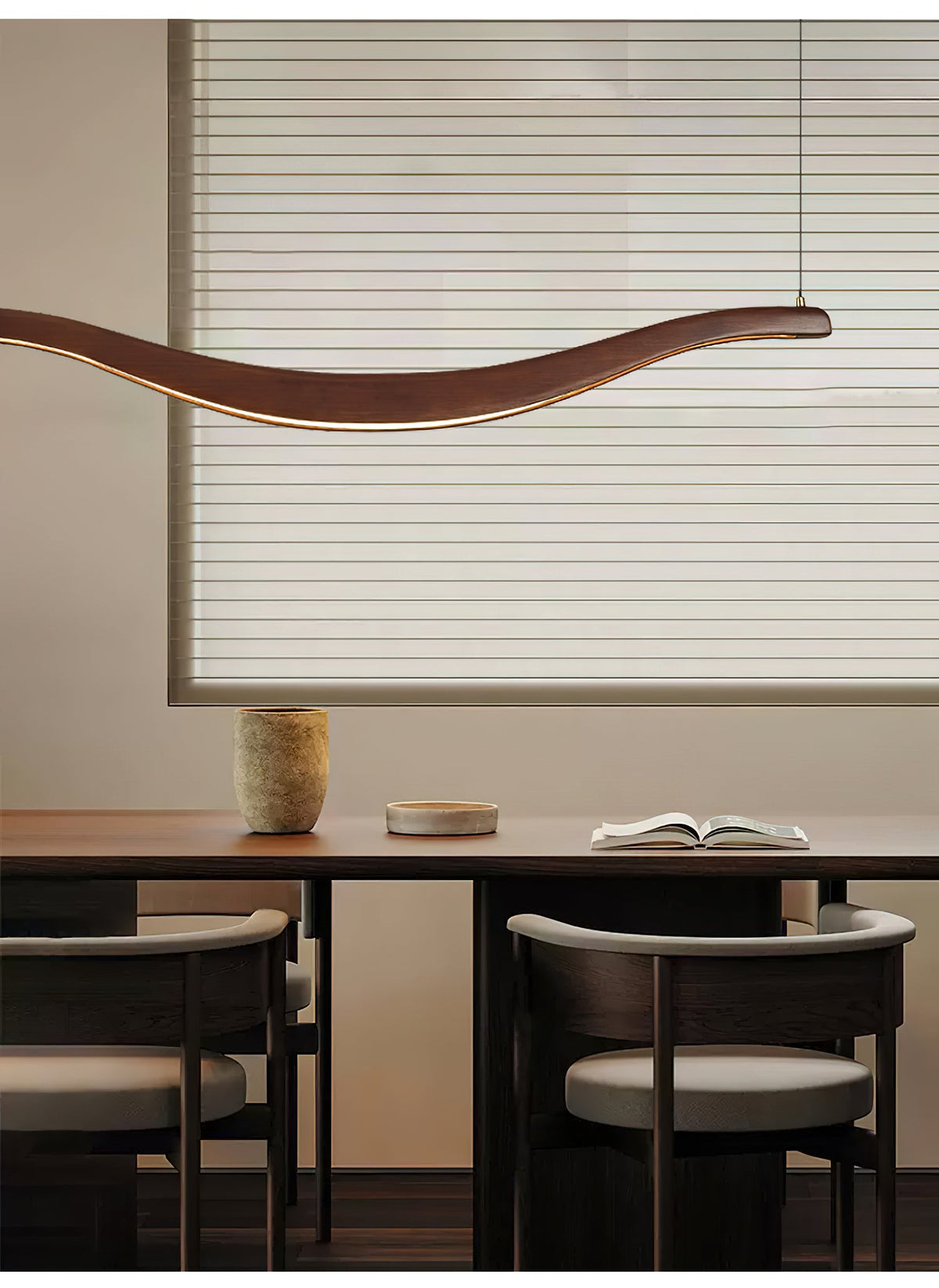 Waveform Curved Ash Wood LED Chandelier - product view 24