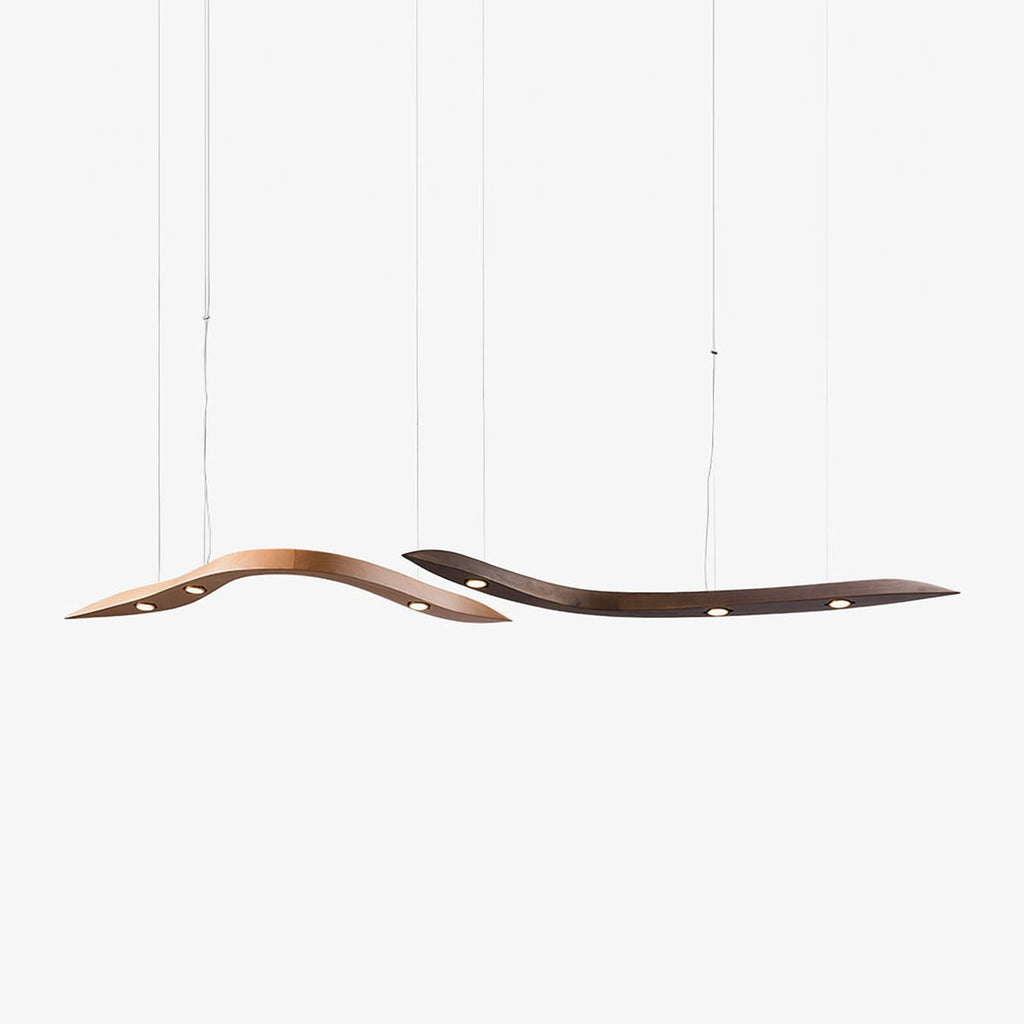 Waveform Sculptural Wood LED Pendant Light - product view 1