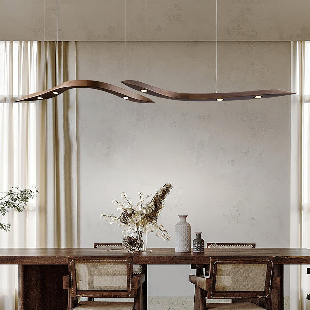 Waveform Sculptural Wood LED Pendant Light - product view 2