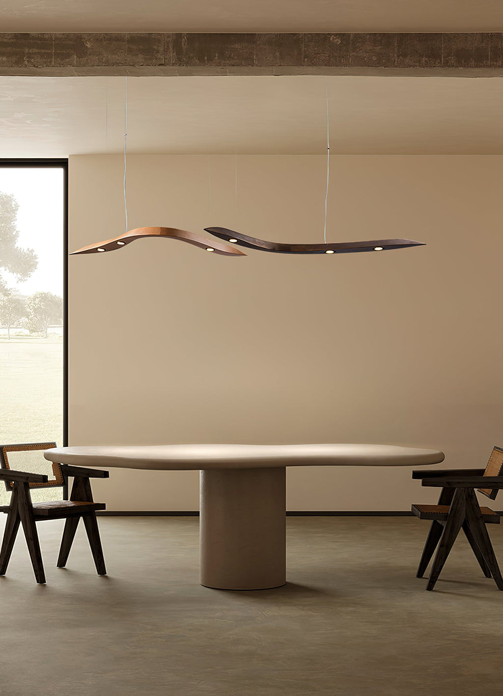 Waveform Sculptural Wood LED Pendant Light - product view 6