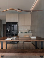 Waveform Sculptural Wood LED Pendant Light - product view 13