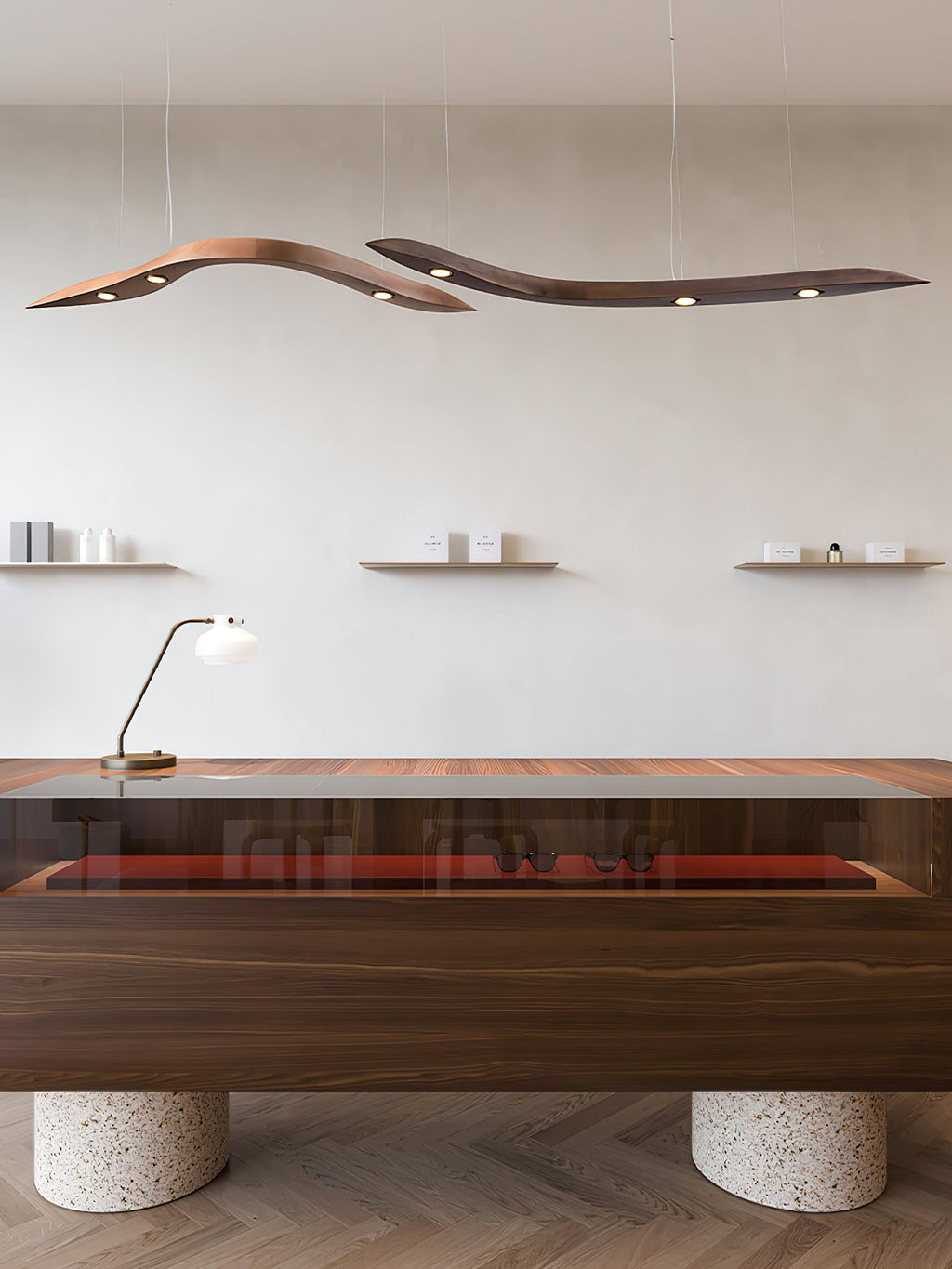 Waveform Sculptural Wood LED Pendant Light - product view 14