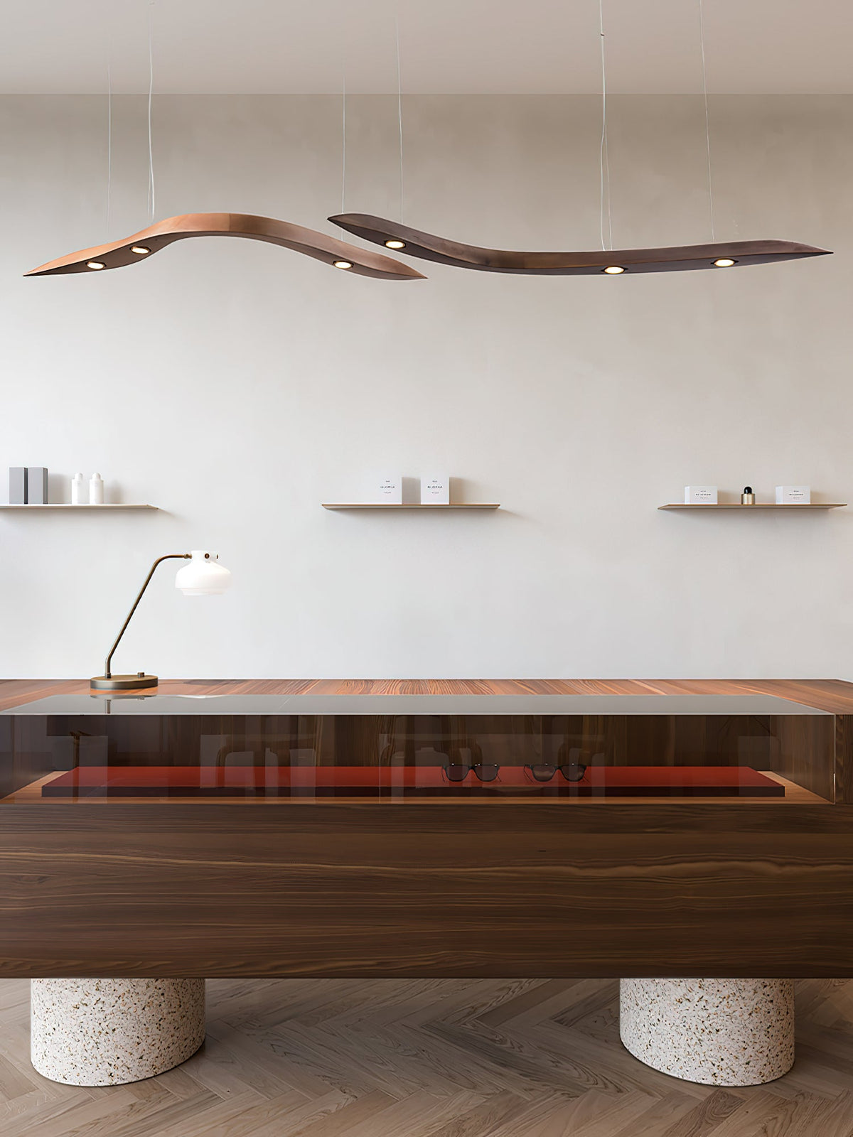 Waveform Sculptural Wood LED Pendant Light - product view 14
