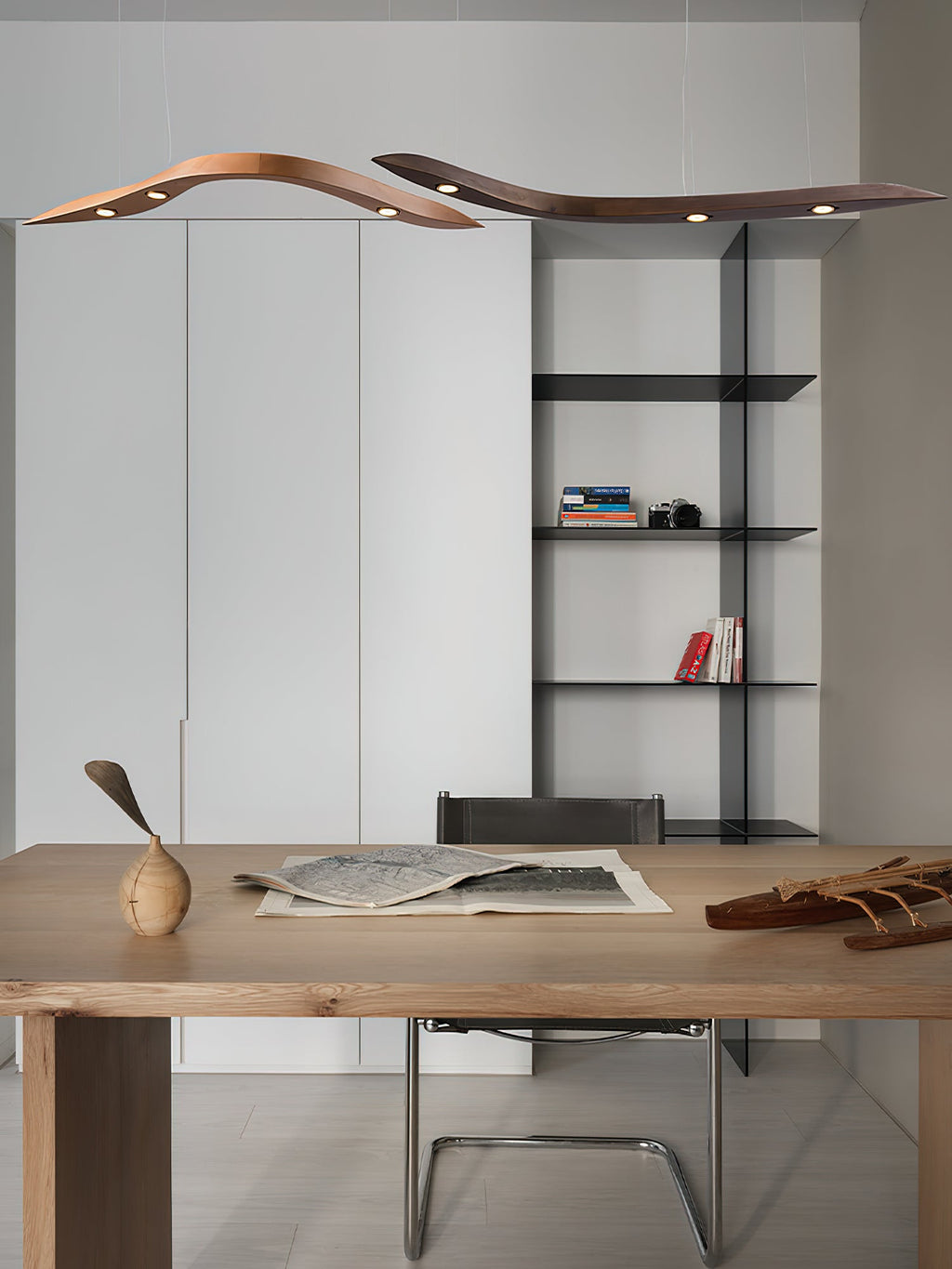 Waveform Sculptural Wood LED Pendant Light - product view 15