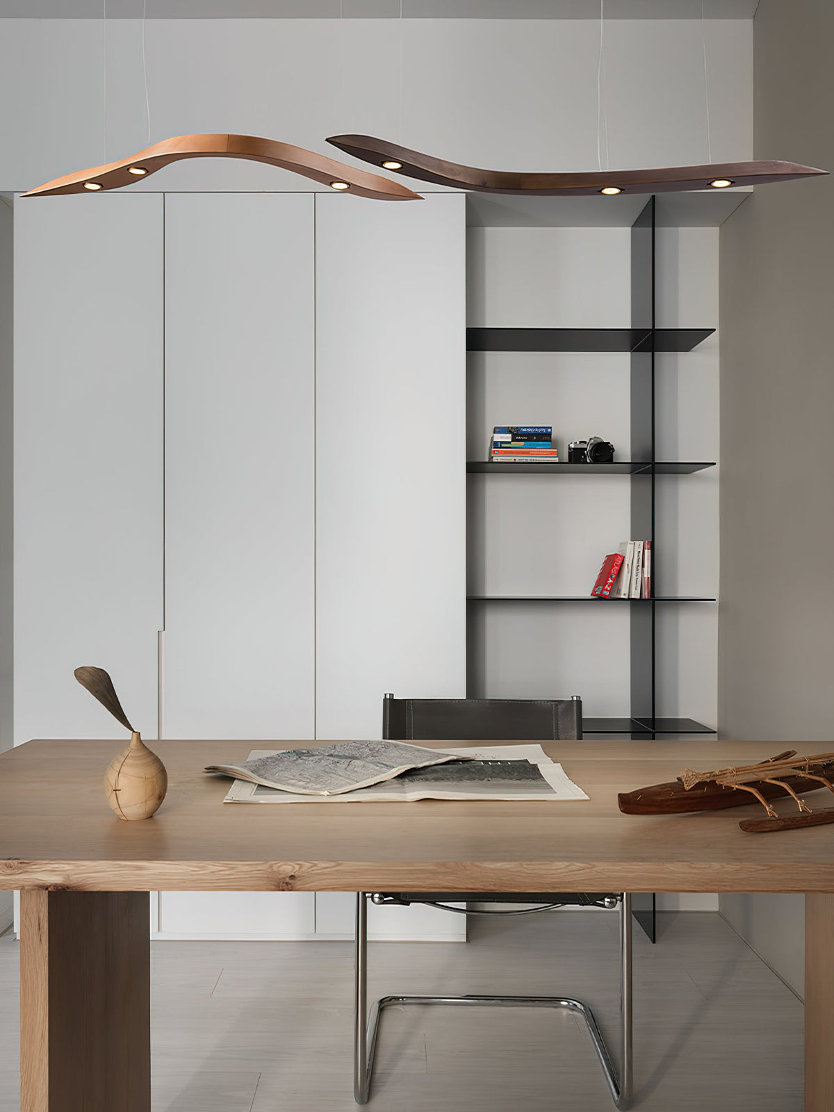 Waveform Sculptural Wood LED Pendant Light - product view 15