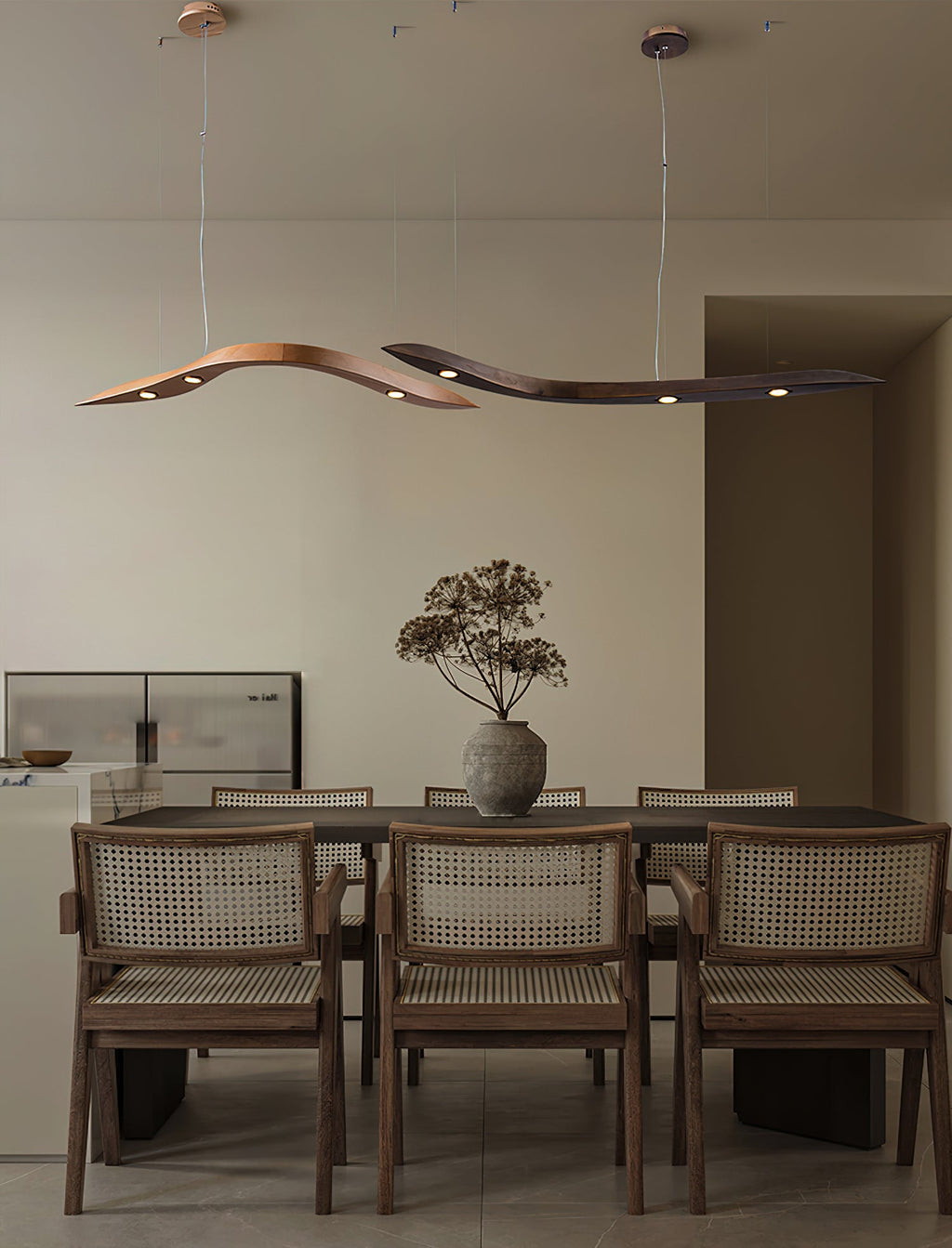 Waveform Sculptural Wood LED Pendant Light - product view 16