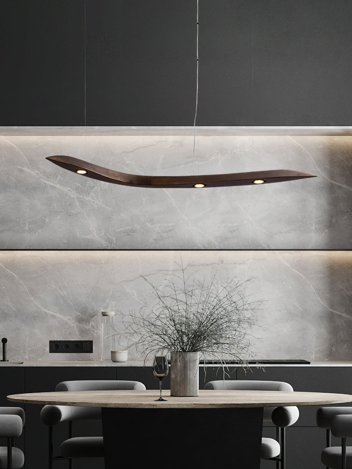 Waveform Sculptural Wood LED Pendant Light - product view 18
