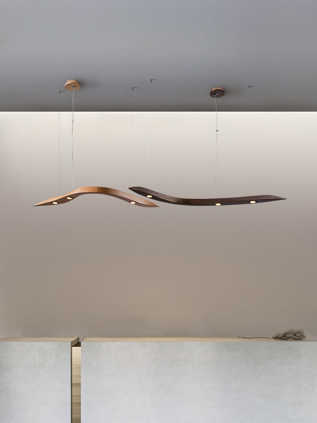 Waveform Sculptural Wood LED Pendant Light - product view 26