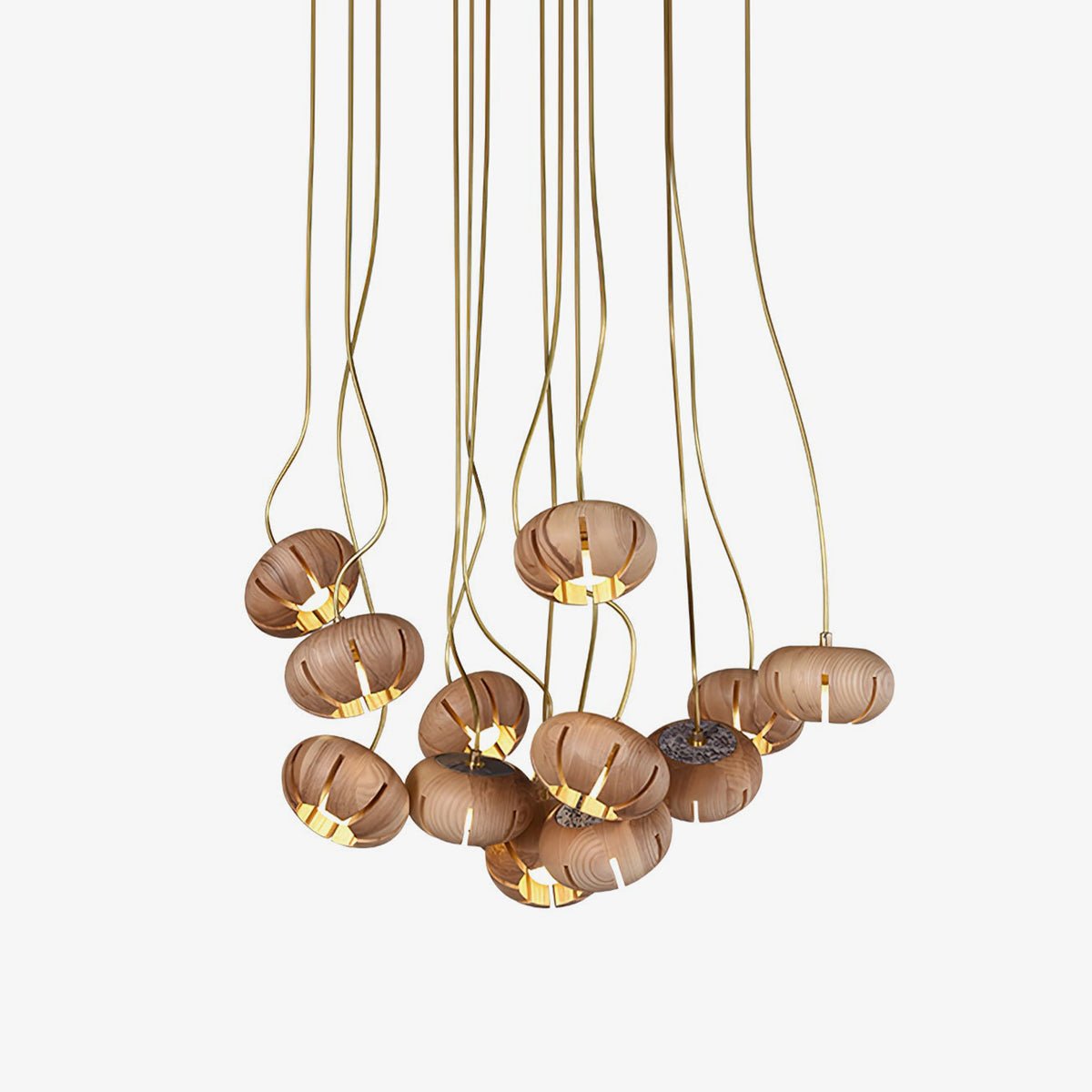 Wood Pumpkin Cluster Chandelier — product view