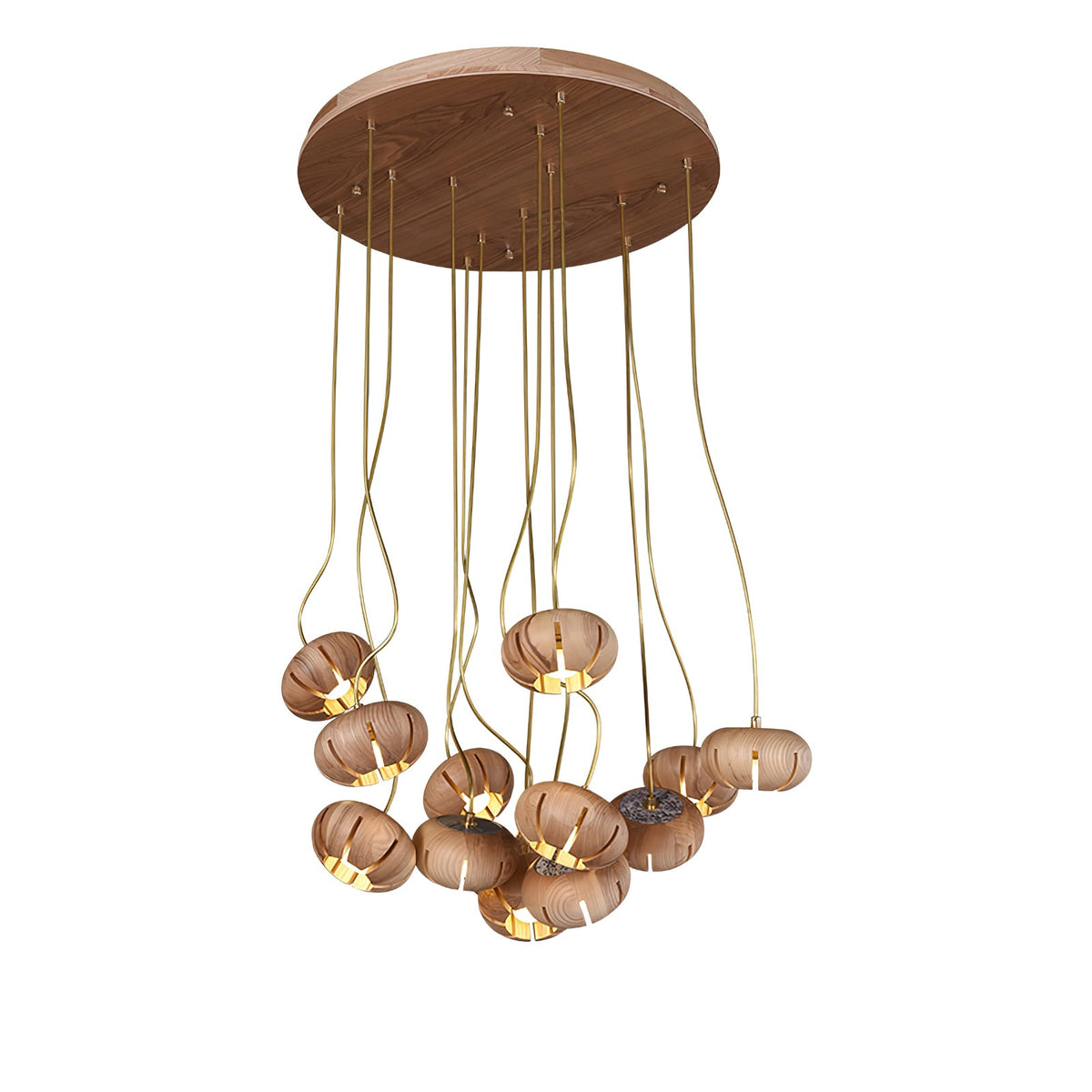 Wood Pumpkin Cluster Chandelier — product and interior detail 18