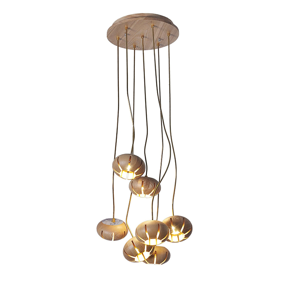 Wood Pumpkin Cluster Chandelier — product and interior detail 27