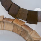 Wooden Patchwork Ring Chandelier — product and interior detail 3