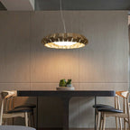 Wooden Patchwork Ring Chandelier — product and interior detail 12