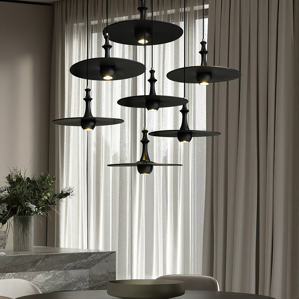 Wooden Spin Pendant Light — product and interior detail 3