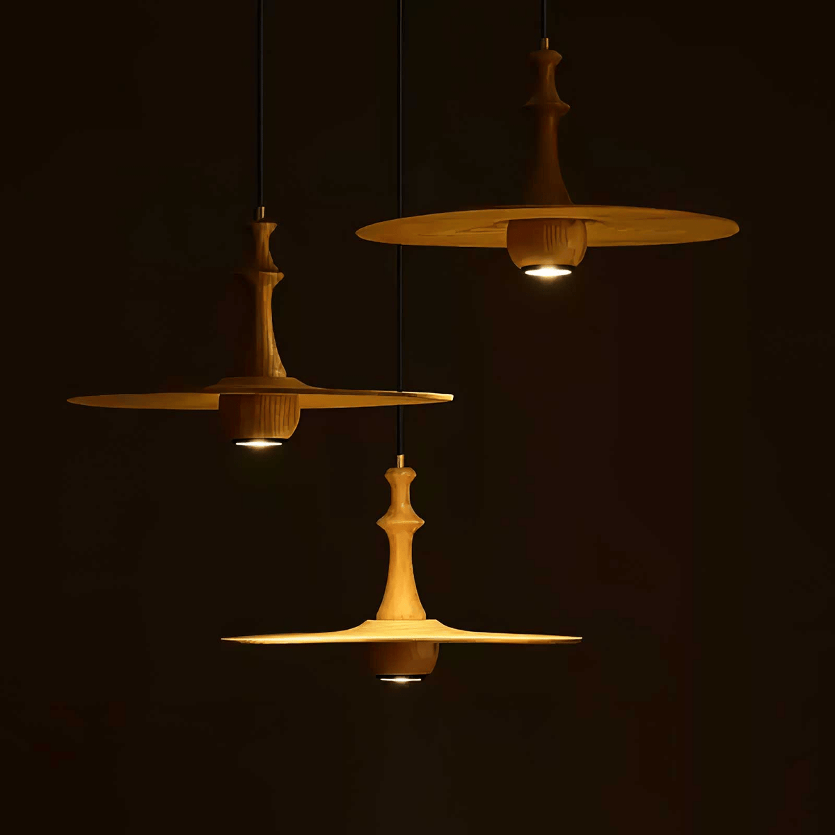 Wooden Spin Pendant Light — product and interior detail 5