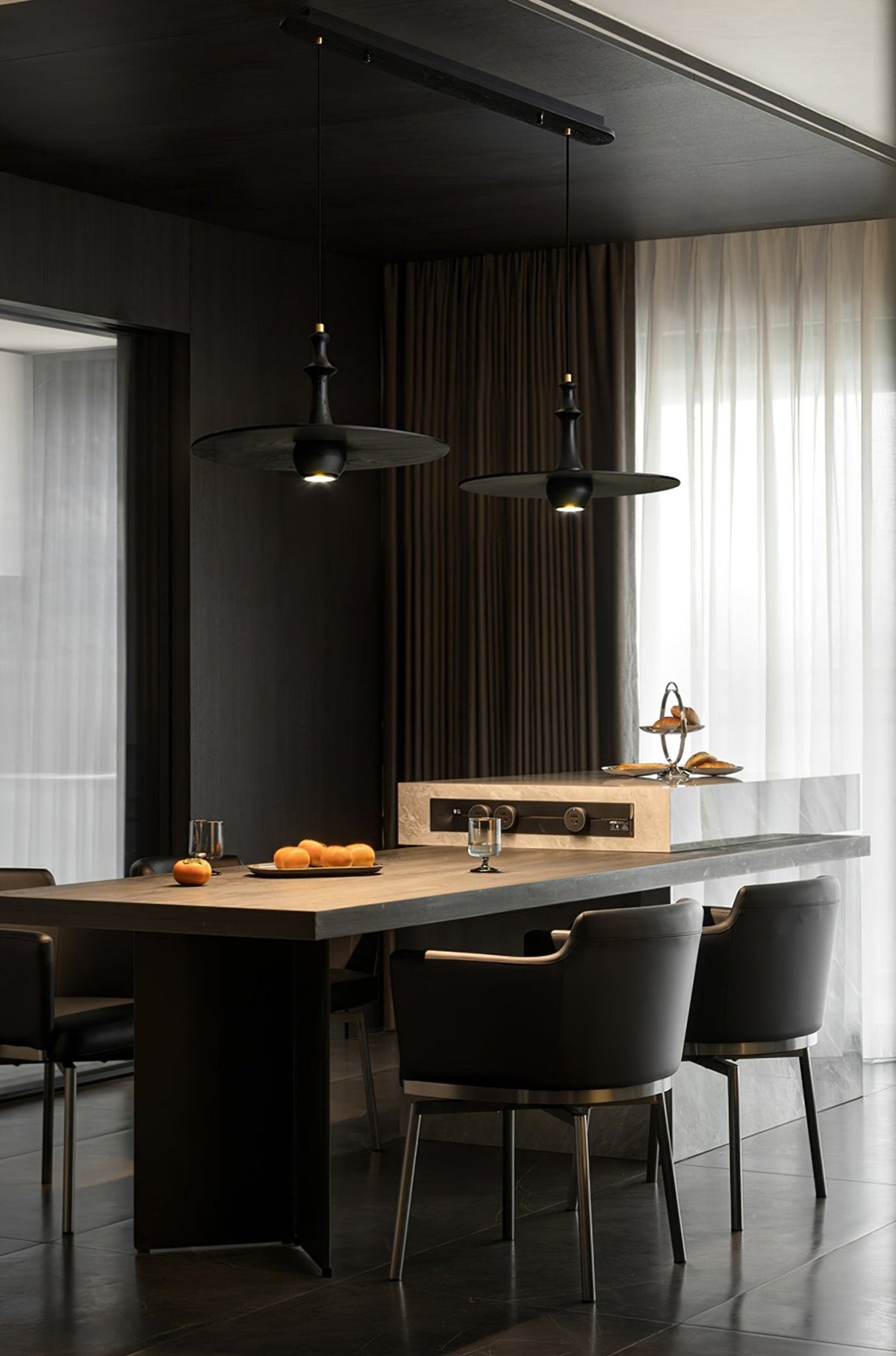 Wooden Spin Pendant Light — product and interior detail 10