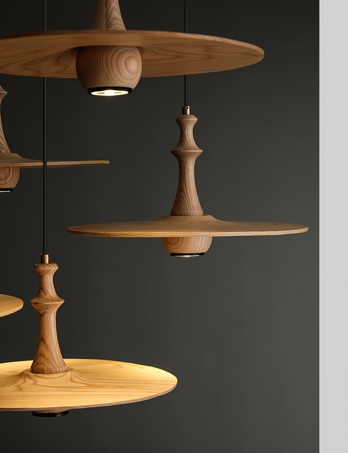 Wooden Spin Pendant Light — product and interior detail 11
